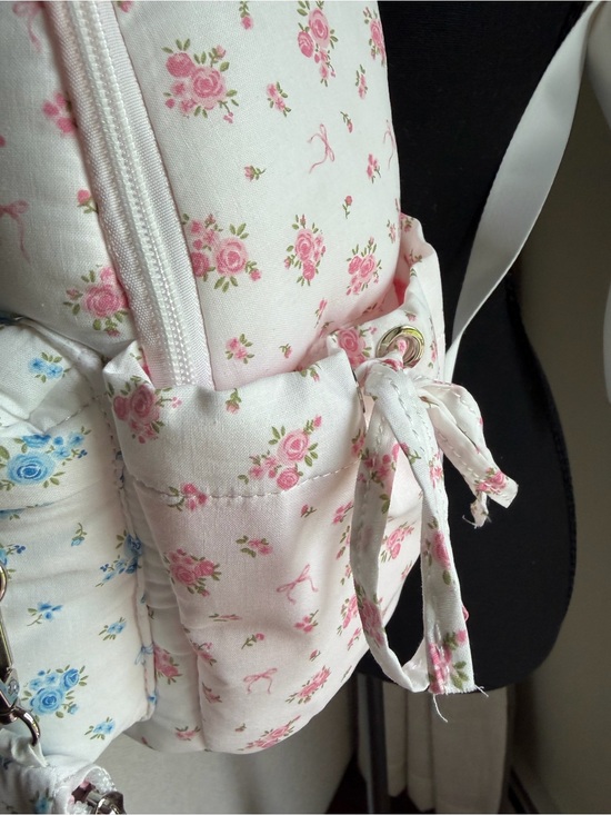 Floral Backpack in Pink and Blue - Charming Cotton Print